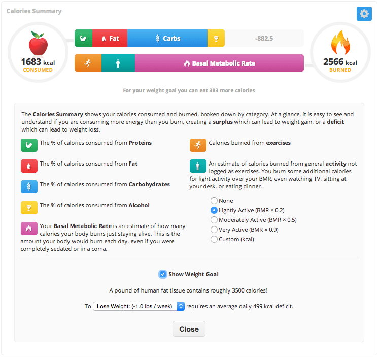 cronometer net calories