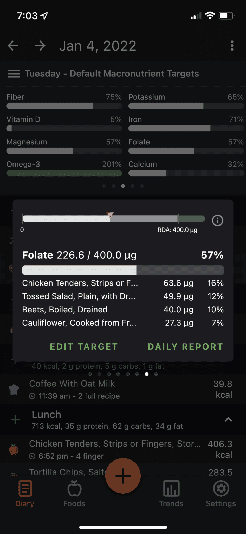 Click on the nutrient from anywhere in the app and click edit target.