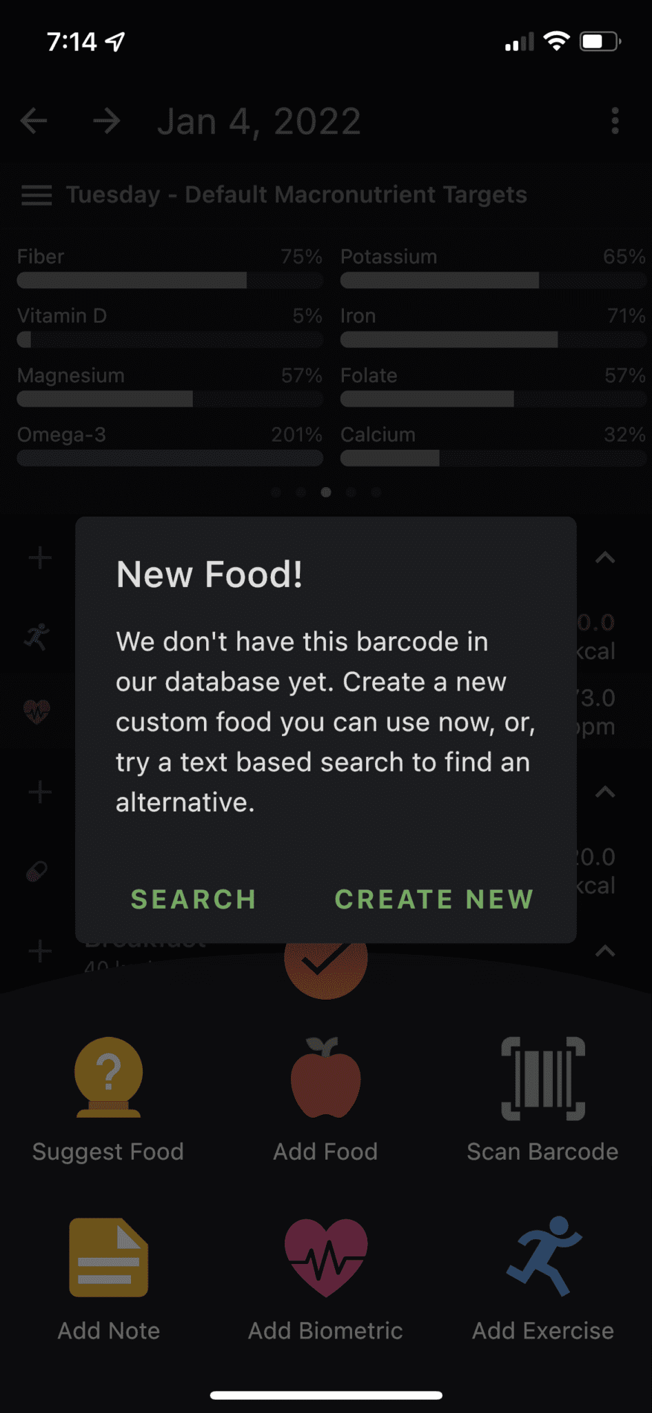 If it isn't already in the database, our system will prompt you to add it.