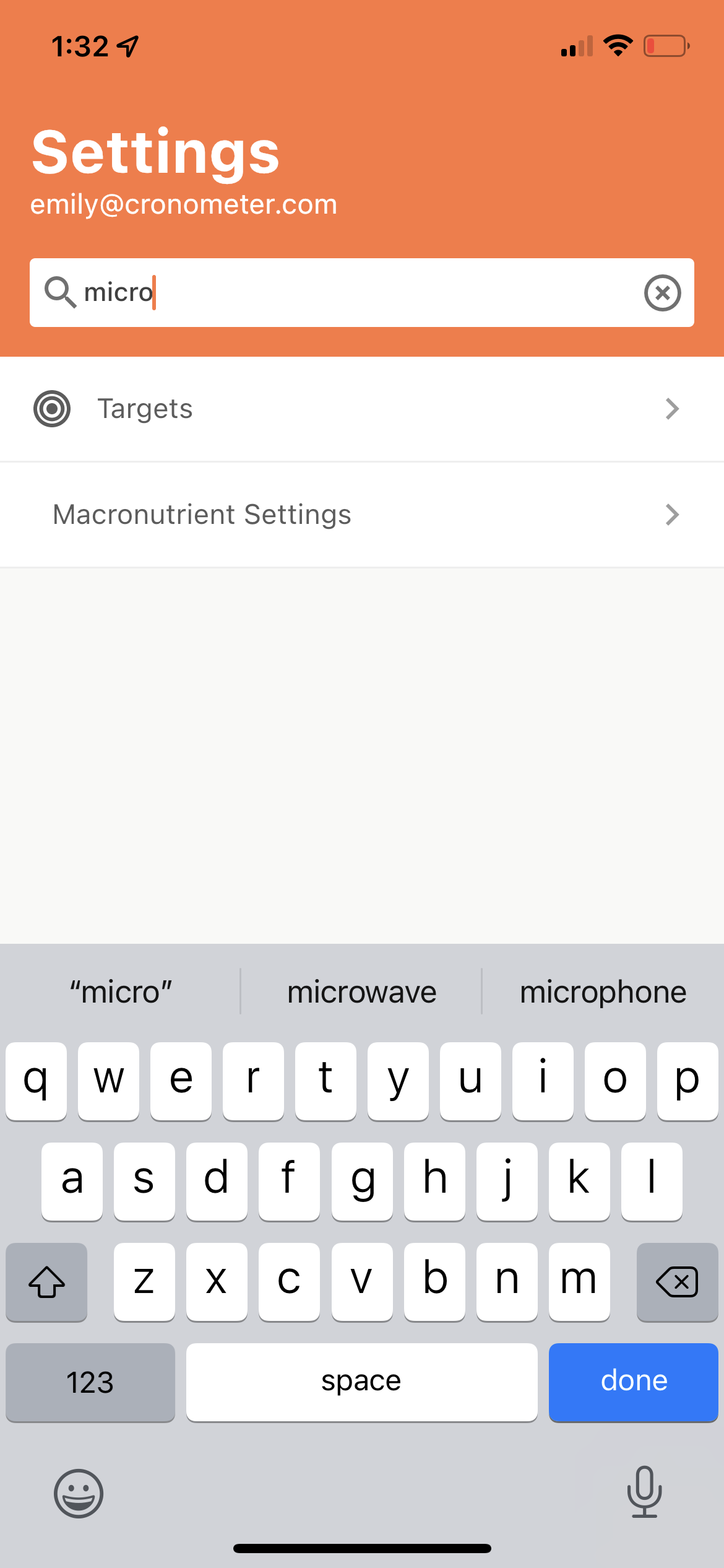 Search for settings in the search bar.