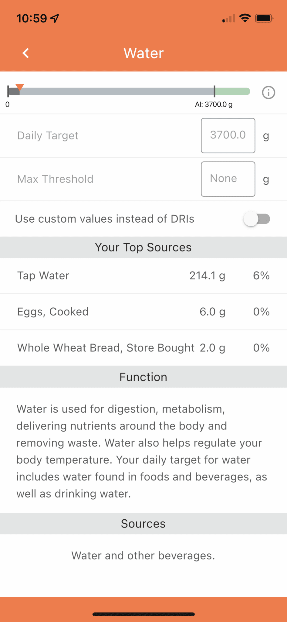 You can edit targets by clicking on water in your Nutrition Report.
